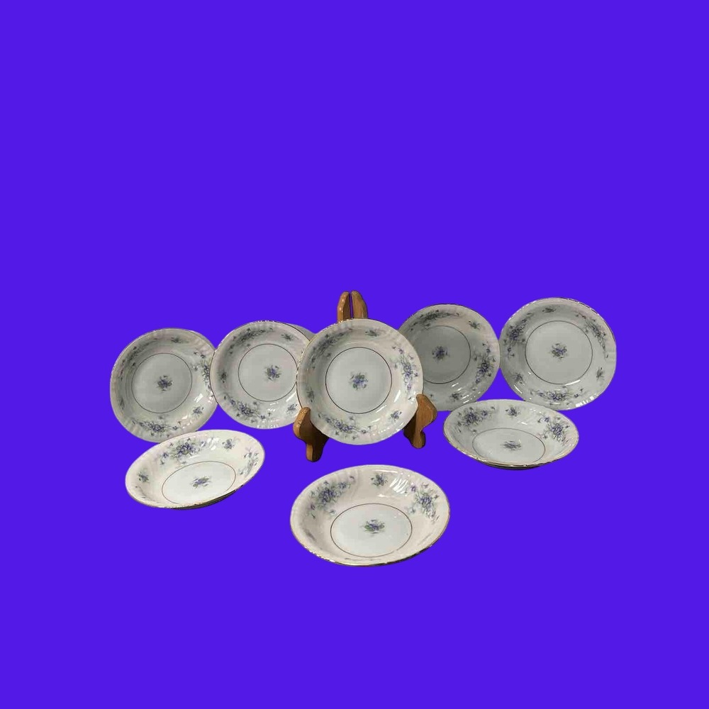 Johann Haviland Violet pattern bowls‎ set of 8- 6In floral/ vintage